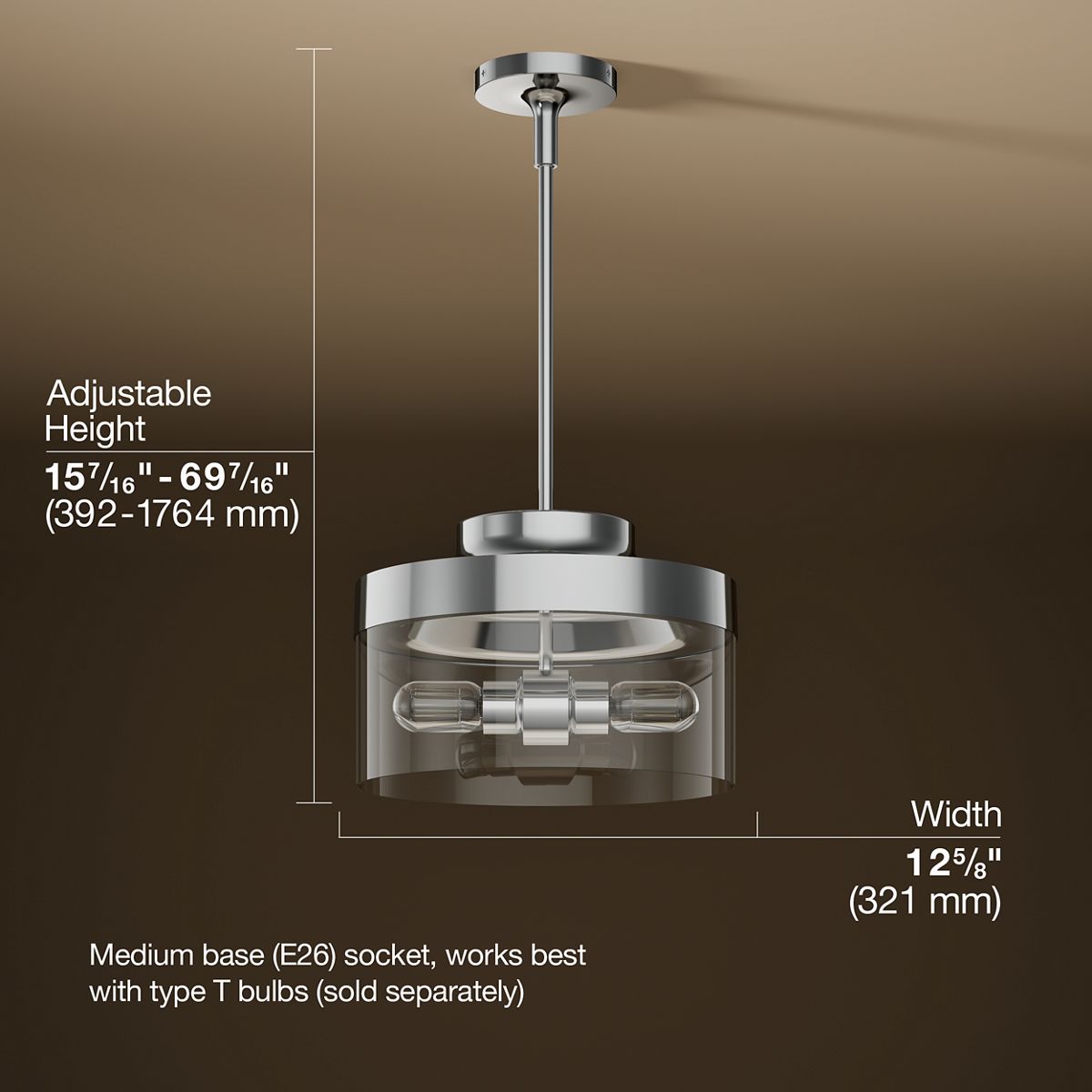 3/4 view of product with dimensions