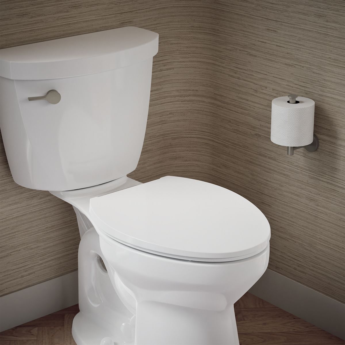 KOHLER K-27331-BN Glissade ReadyLatch® Quiet-Close™ Elongated Toilet Seat, White - image focused on single product story