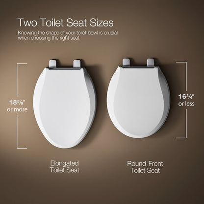 KOHLER K-27331-BN Glissade ReadyLatch® Quiet-Close™ Elongated Toilet Seat, White - Detail image of a product feature