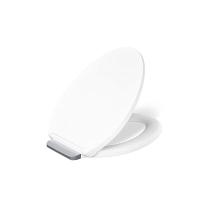 KOHLER K-27331-CP Glissade ReadyLatch® Quiet-Close™ Elongated Toilet Seat, White - 3/4 view of product