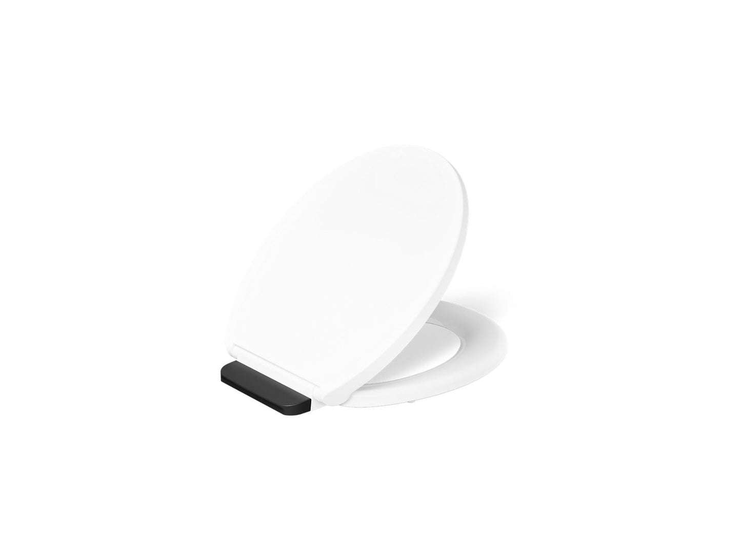 KOHLER K-27332-BL Glissade ReadyLatch® Quiet-Close™ Round-front Toilet Seat, White - 3/4 view of product