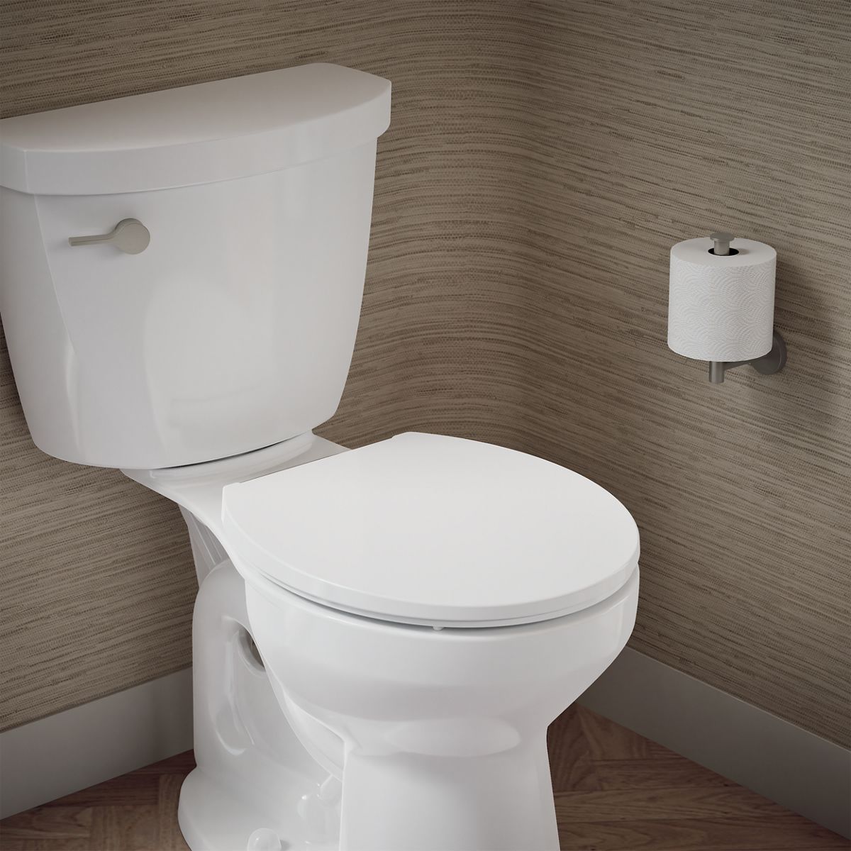 KOHLER K-27332-BN Glissade ReadyLatch® Quiet-Close™ Round-front Toilet Seat, White - image focused on single product story