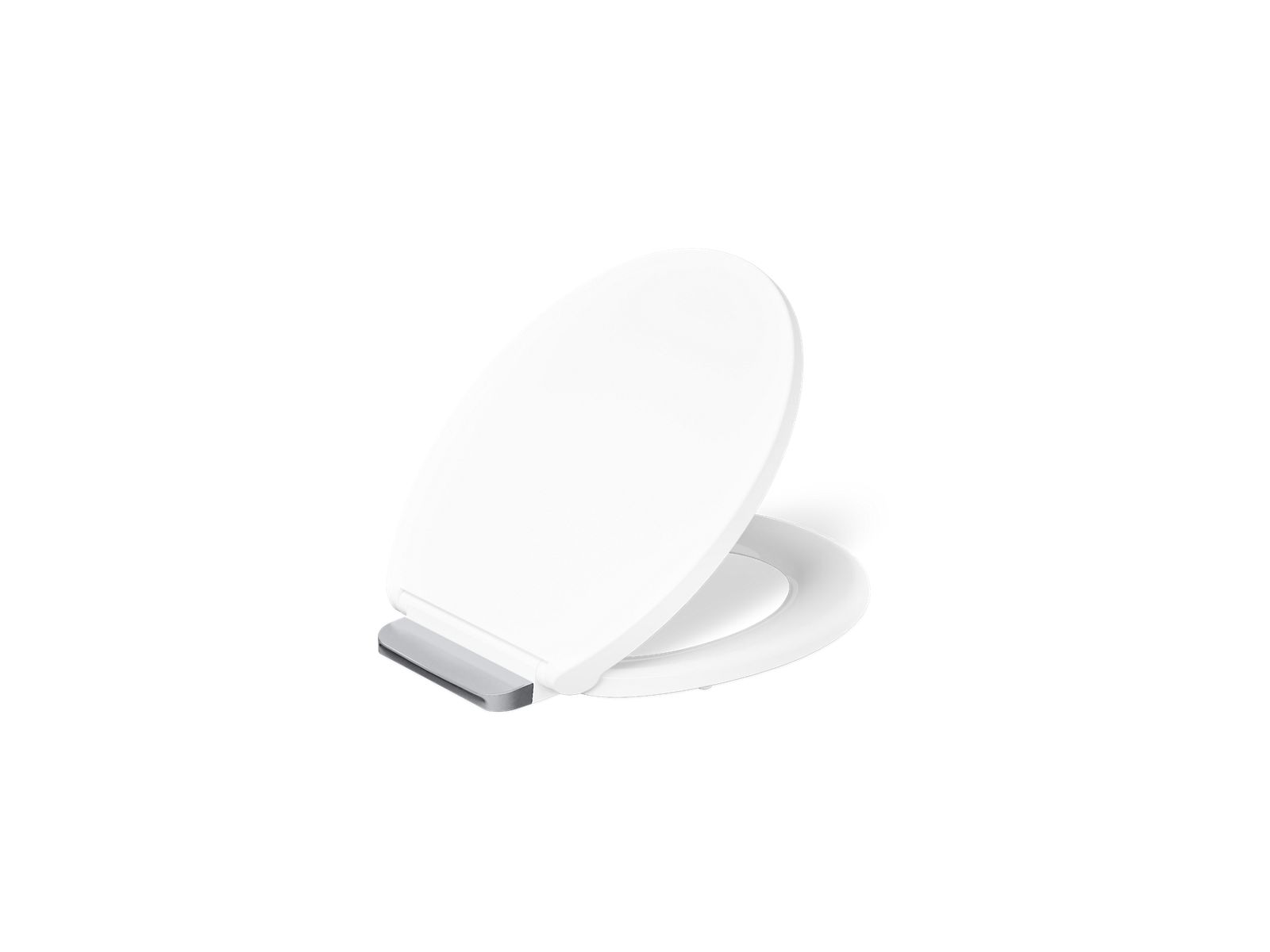 KOHLER K-27332-CP Glissade ReadyLatch® Quiet-Close™ Round-front Toilet Seat, White - 3/4 view of product