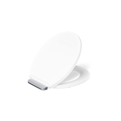KOHLER K-27332-CP Glissade ReadyLatch® Quiet-Close™ Round-front Toilet Seat, White - 3/4 view of product