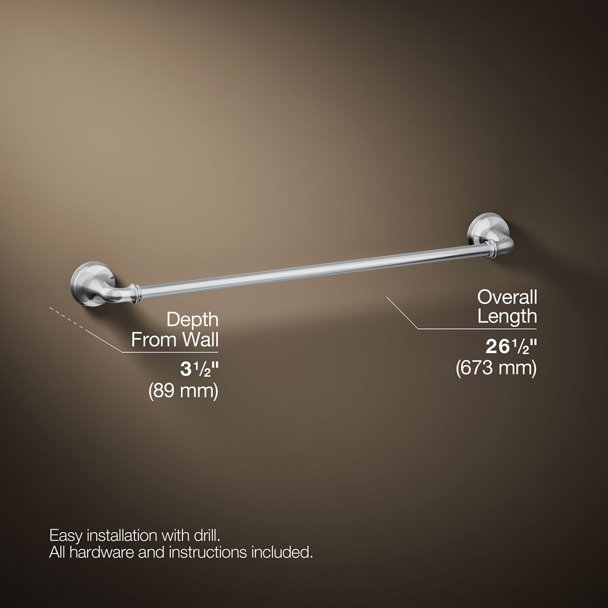 KOHLER K-27384 Bellera 24" towel bar, polished chrome - view 5