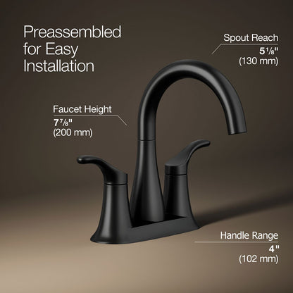 KOHLER K-27388-4N Simplice Centerset bathroom sink faucet, 0.5 gpm
