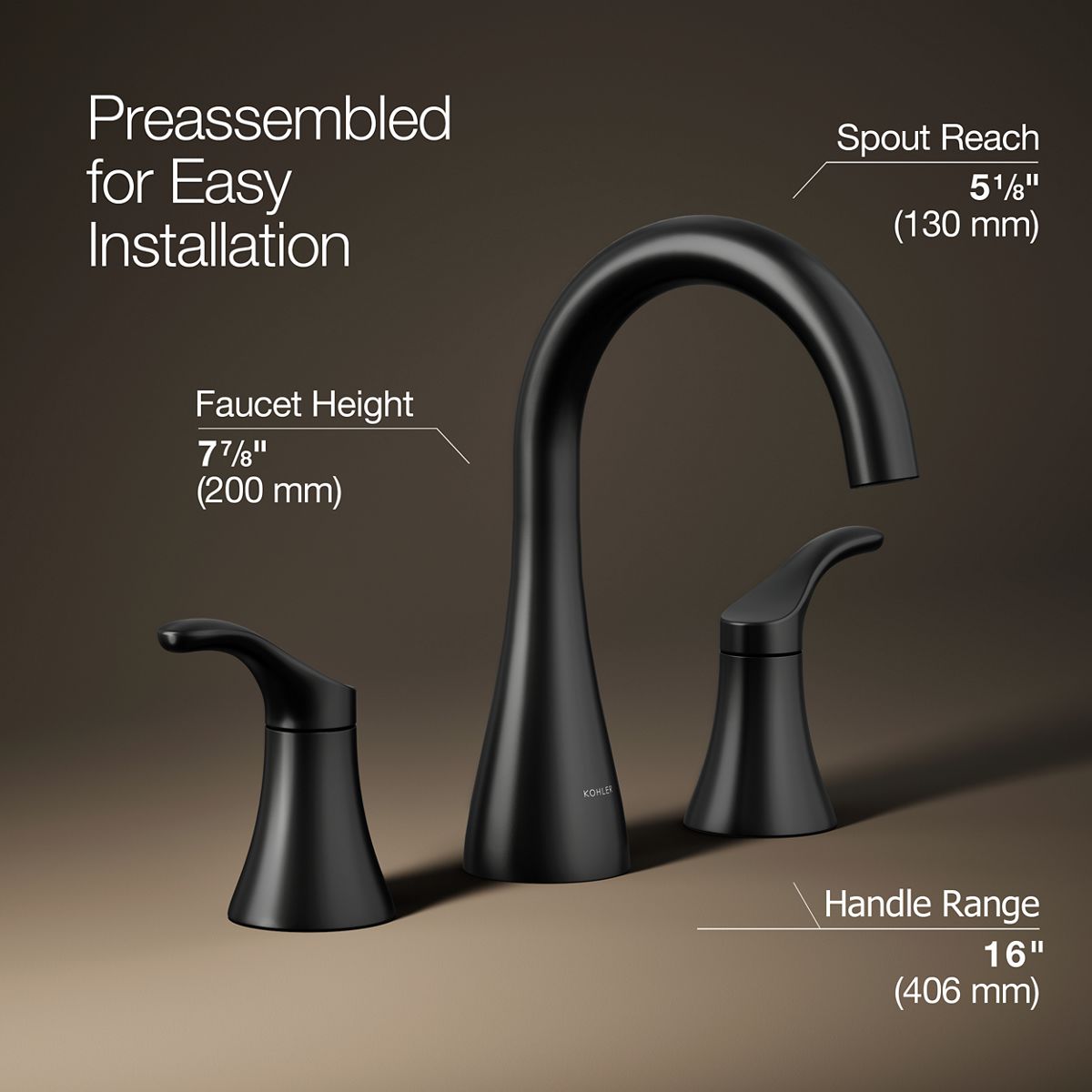 KOHLER K-27390-4 Simplice Widespread bathroom sink faucet, 1.2 gpm
