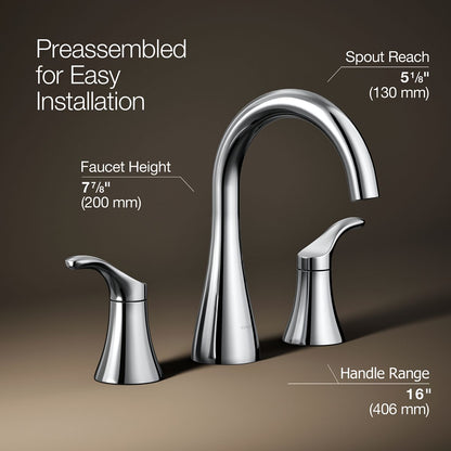 KOHLER K-27390-4 Simplice Widespread bathroom sink faucet, 1.2 gpm