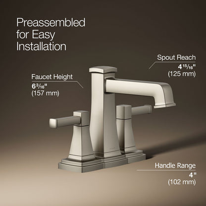 KOHLER K-27398-4 Riff Centerset bathroom sink faucet, 1.2 gpm