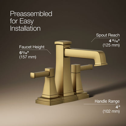 KOHLER K-27398-4N Riff Centerset bathroom sink faucet, 0.5 gpm