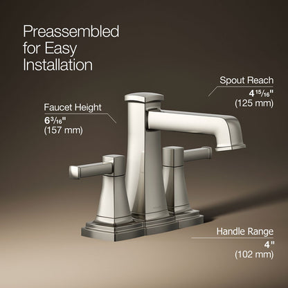 KOHLER K-27398-4N Riff Centerset bathroom sink faucet, 0.5 gpm