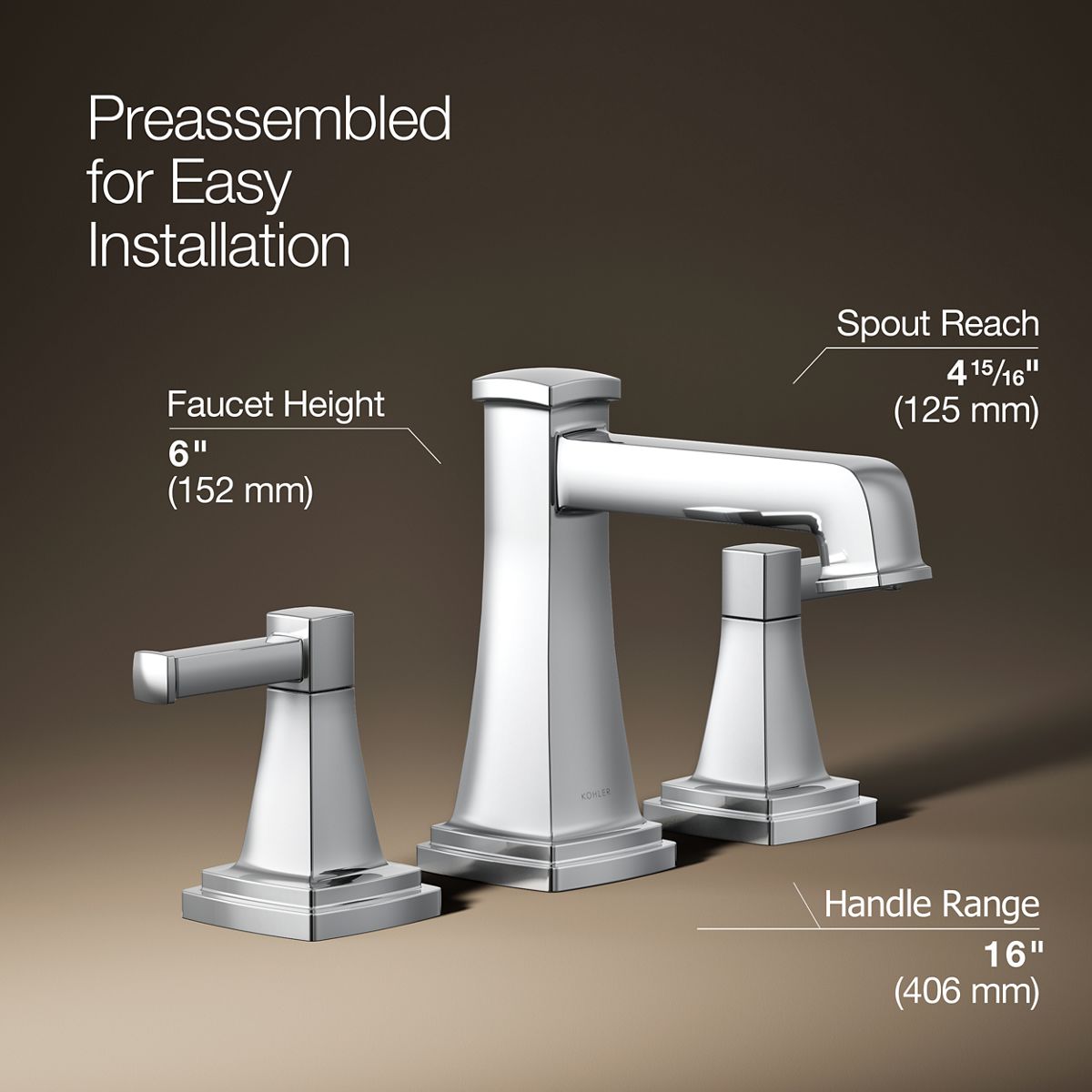 KOHLER K-27399-4 Riff Widespread bathroom sink faucet, 1.2 gpm