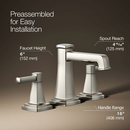KOHLER K-27399-4N Riff Widespread bathroom sink faucet, 0.5 gpm