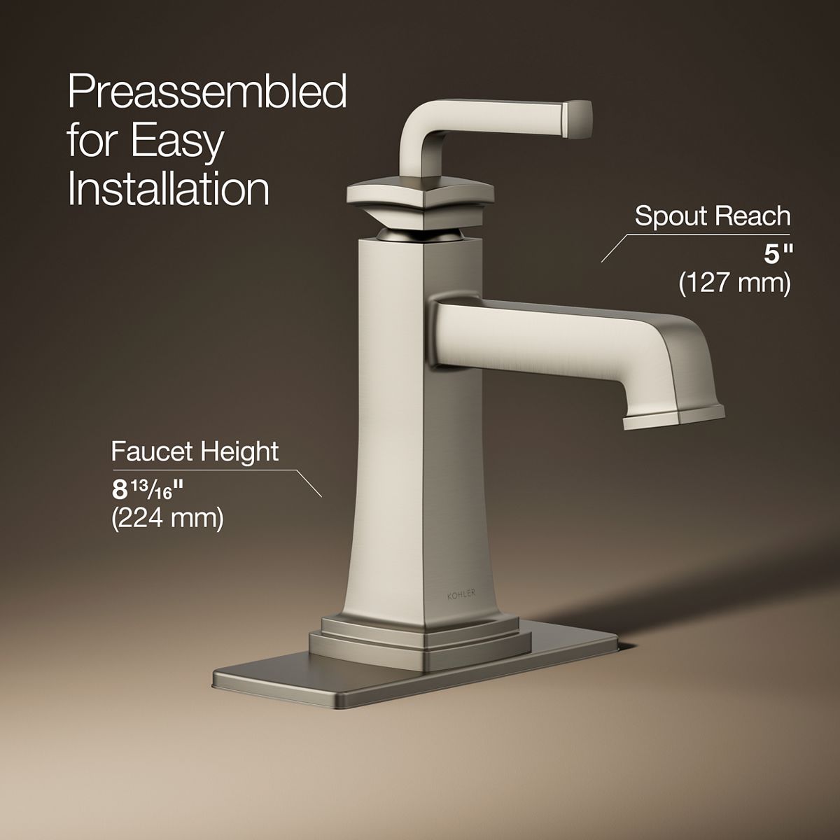 KOHLER K-27400-4K Riff Single-handle bathroom sink faucet, 1.0 gpm
