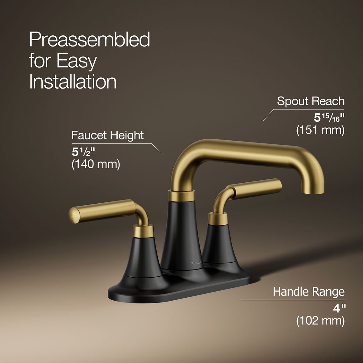 KOHLER K-27414-4 Tone Centerset bathroom sink faucet, 1.2 gpm