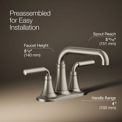KOHLER K-27414-4 Tone Centerset bathroom sink faucet, 1.2 gpm