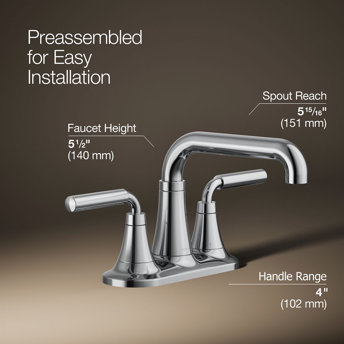 KOHLER K-27414-4N Tone Centerset bathroom sink faucet, 0.5 gpm