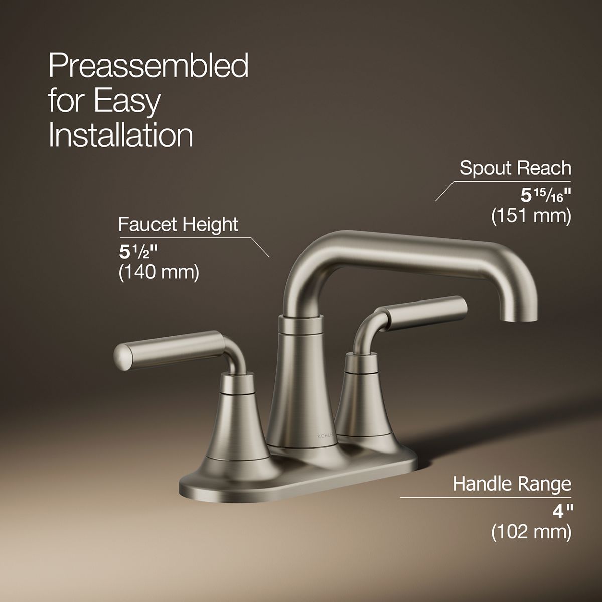KOHLER K-27414-4N Tone Centerset bathroom sink faucet, 0.5 gpm
