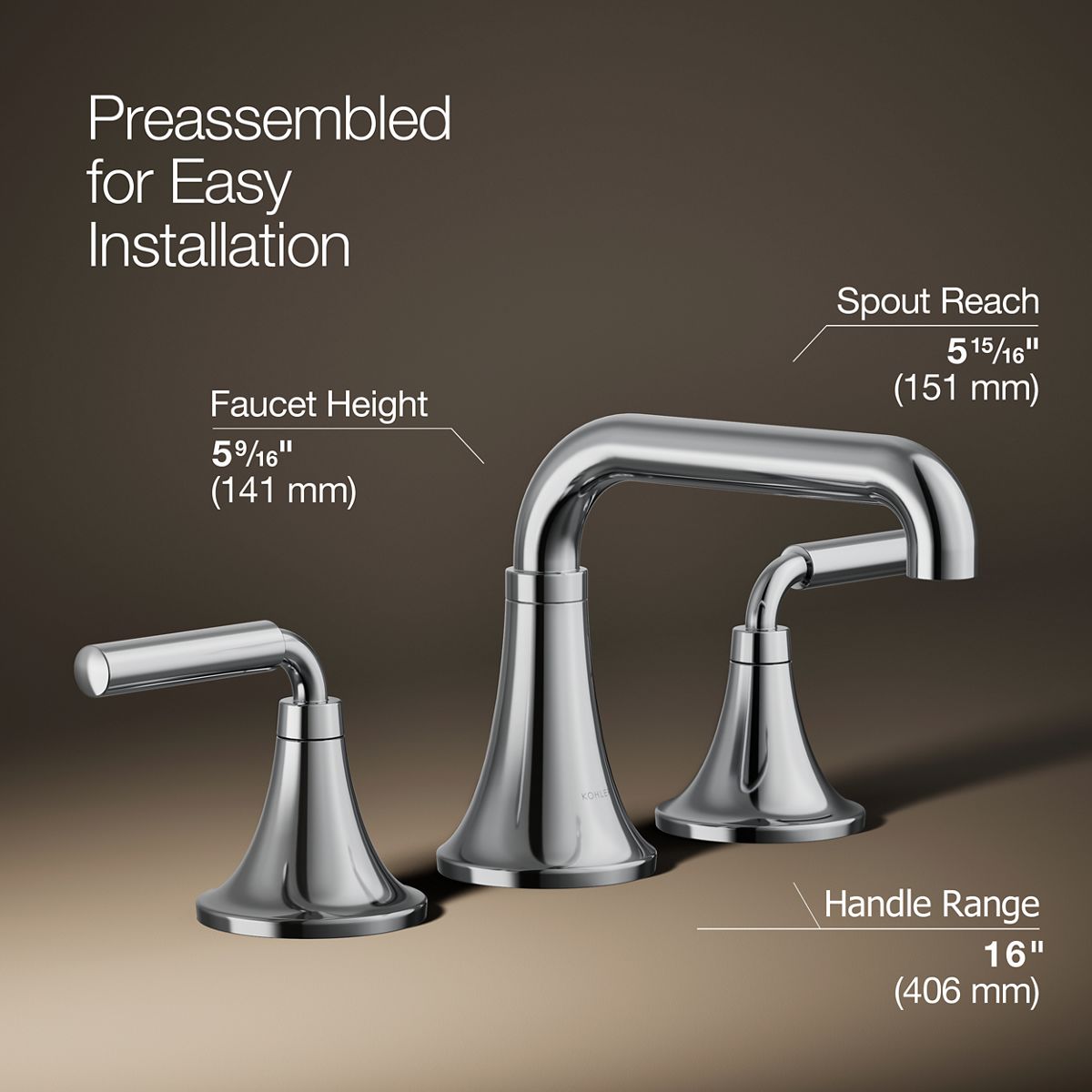 KOHLER K-27416-4 Tone Widespread bathroom sink faucet, 1.2 gpm