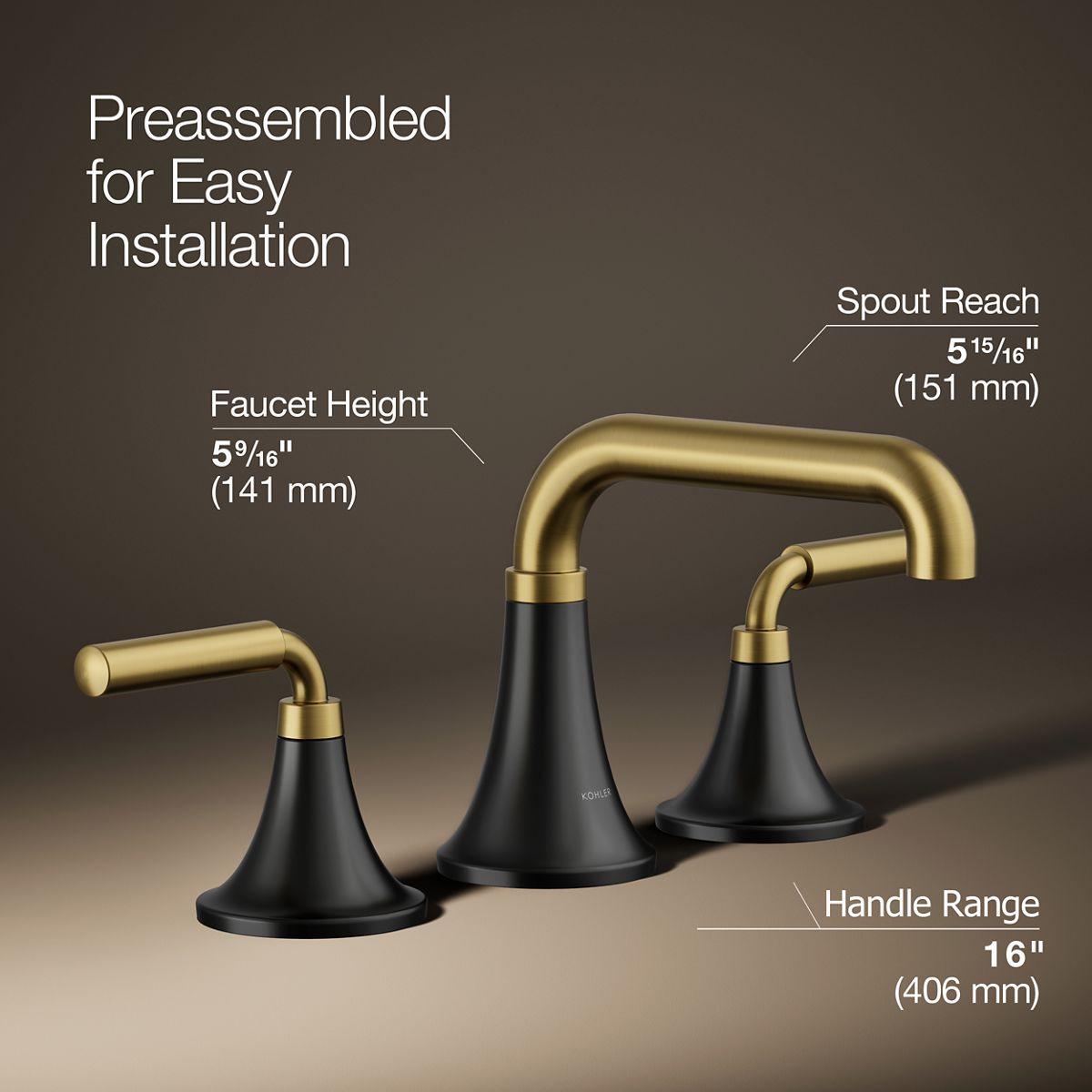 KOHLER K-27416-4K Tone Widespread bathroom sink faucet, 1.0 gpm