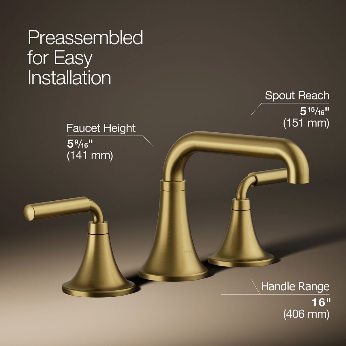 KOHLER K-27416-4N Tone Widespread bathroom sink faucet, 0.5 gpm