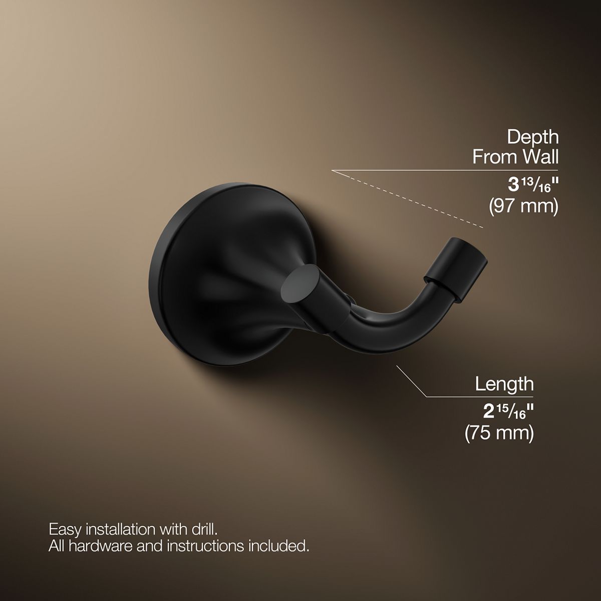 KOHLER K-27427 Tone Robe hook, matte black - view 5