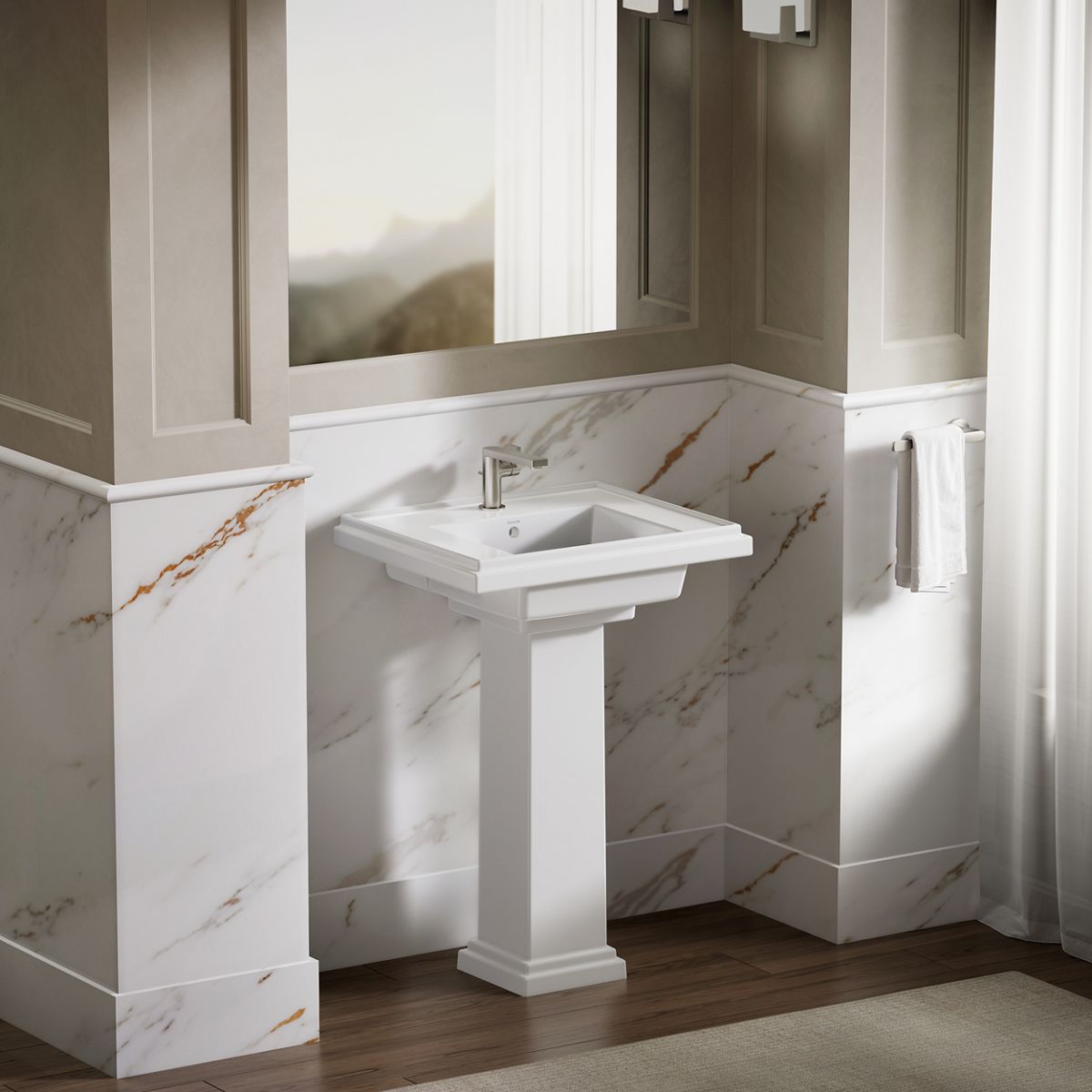 KOHLER K-2757-1 Tresham 24" square pedestal bathroom sink