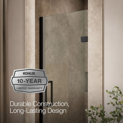 KOHLER K-27576-10L Composed 27-5/8"??ç??28-3/8" W x 71-1/2" H frameless pivot shower door with 3/8" Crystal Clear glass and back-to-back vertical door pulls