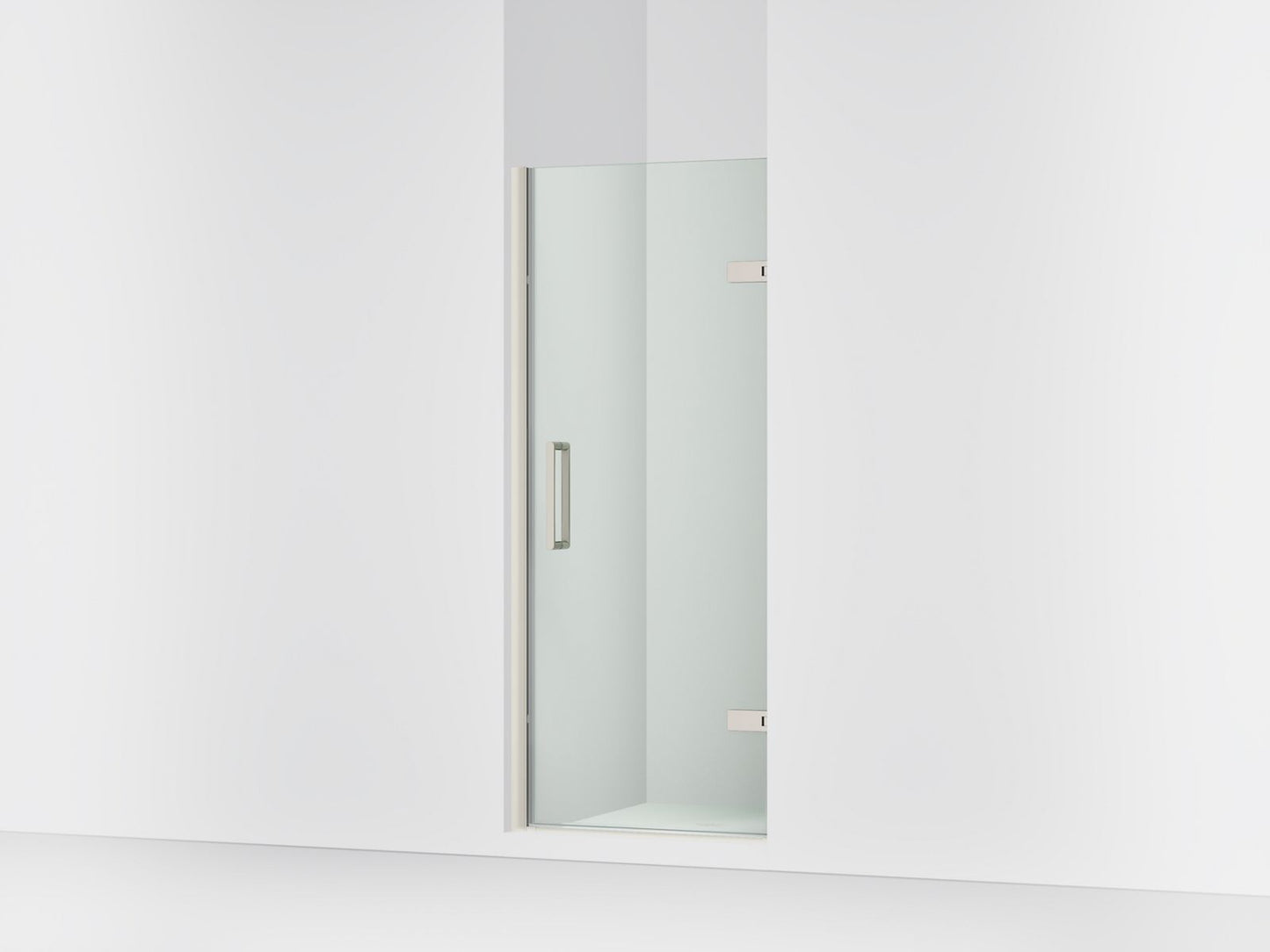 KOHLER K-27582-10L Composed 29-5/8"??ç??30-3/8" W x 71-1/2" H frameless pivot shower door with 3/8" Crystal Clear glass and back-to-back vertical door pulls