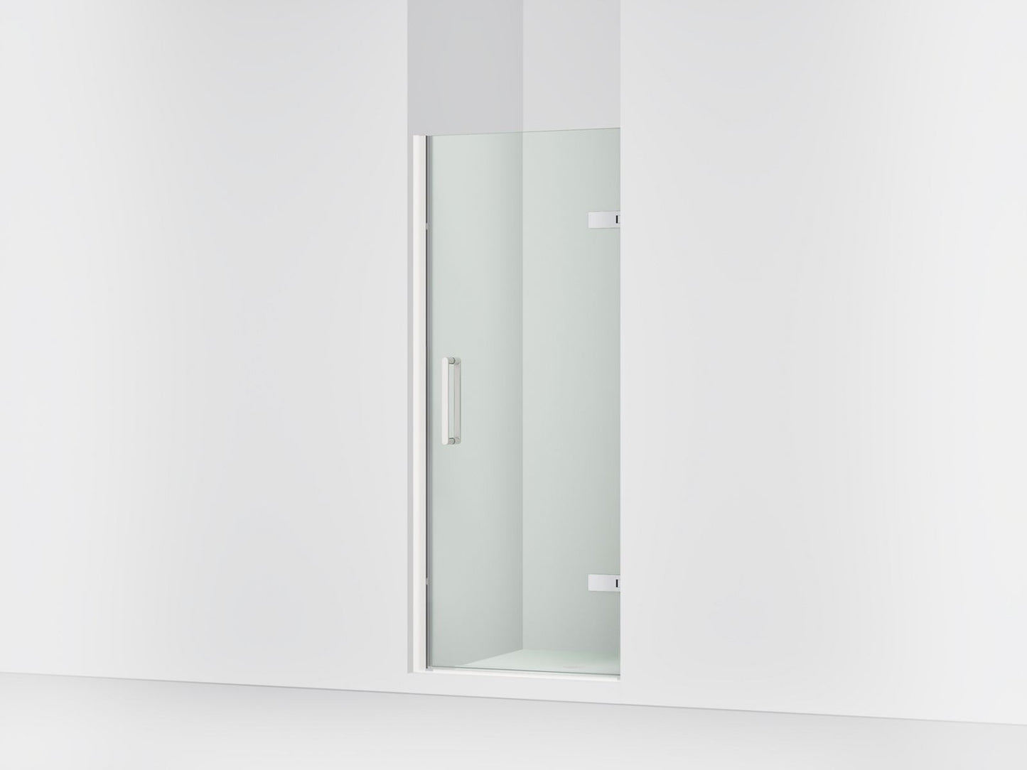 KOHLER K-27582-10L Composed 29-5/8"??ç??30-3/8" W x 71-1/2" H frameless pivot shower door with 3/8" Crystal Clear glass and back-to-back vertical door pulls