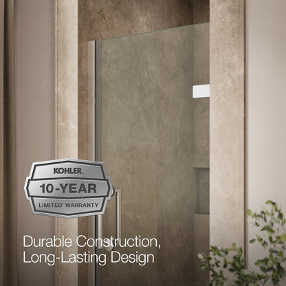 KOHLER K-27583-10L Components 29-5/8"??ç??30-3/8" W x 71-1/2" H frameless pivot shower door with 3/8" Crystal Clear glass and back-to-back vertical door pulls
