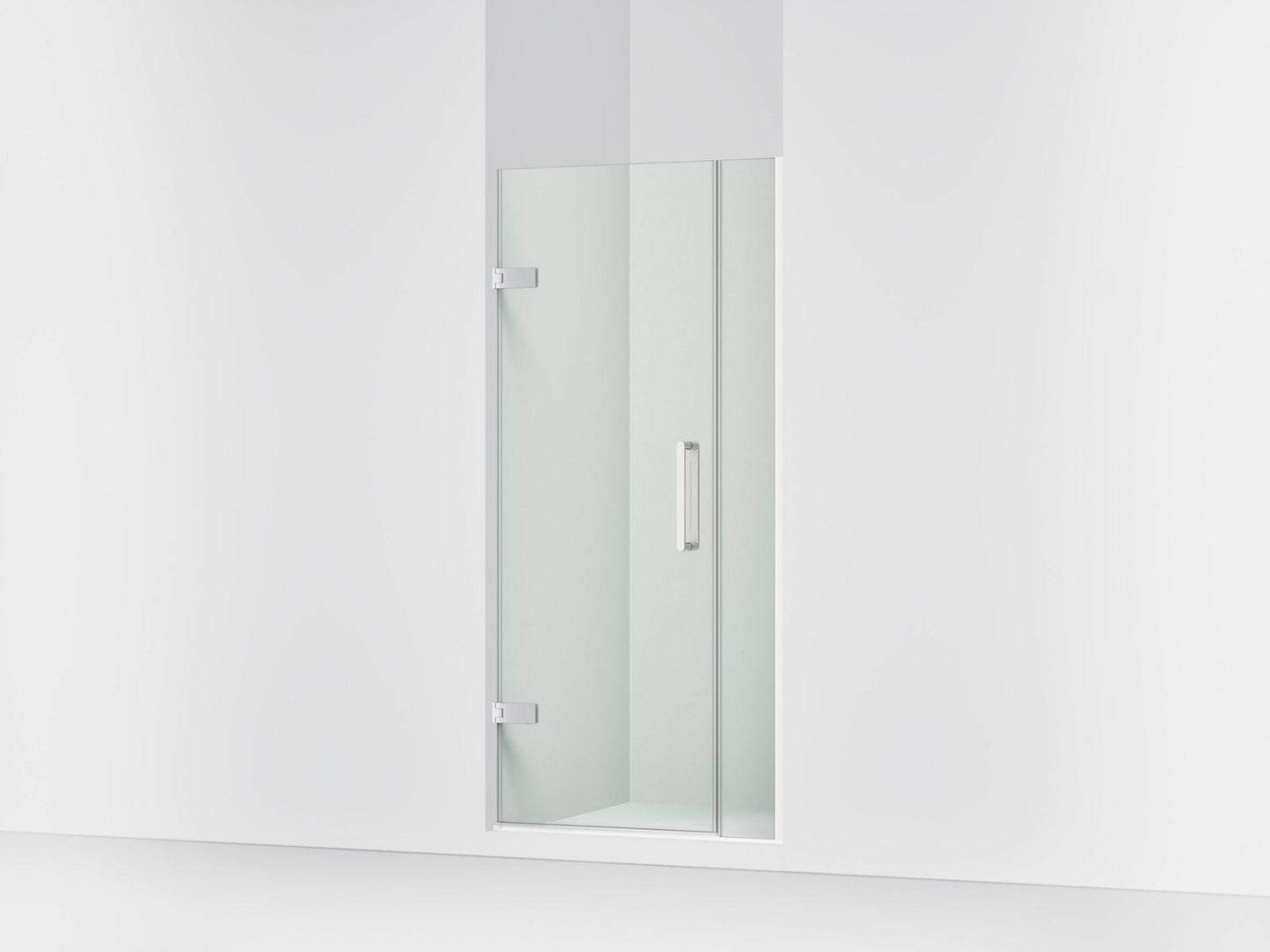 KOHLER K-27588-10L Composed 33-5/8"??ç??34-3/8" W x 71-1/2" H frameless pivot shower door with 3/8" Crystal Clear glass and back-to-back vertical door pulls