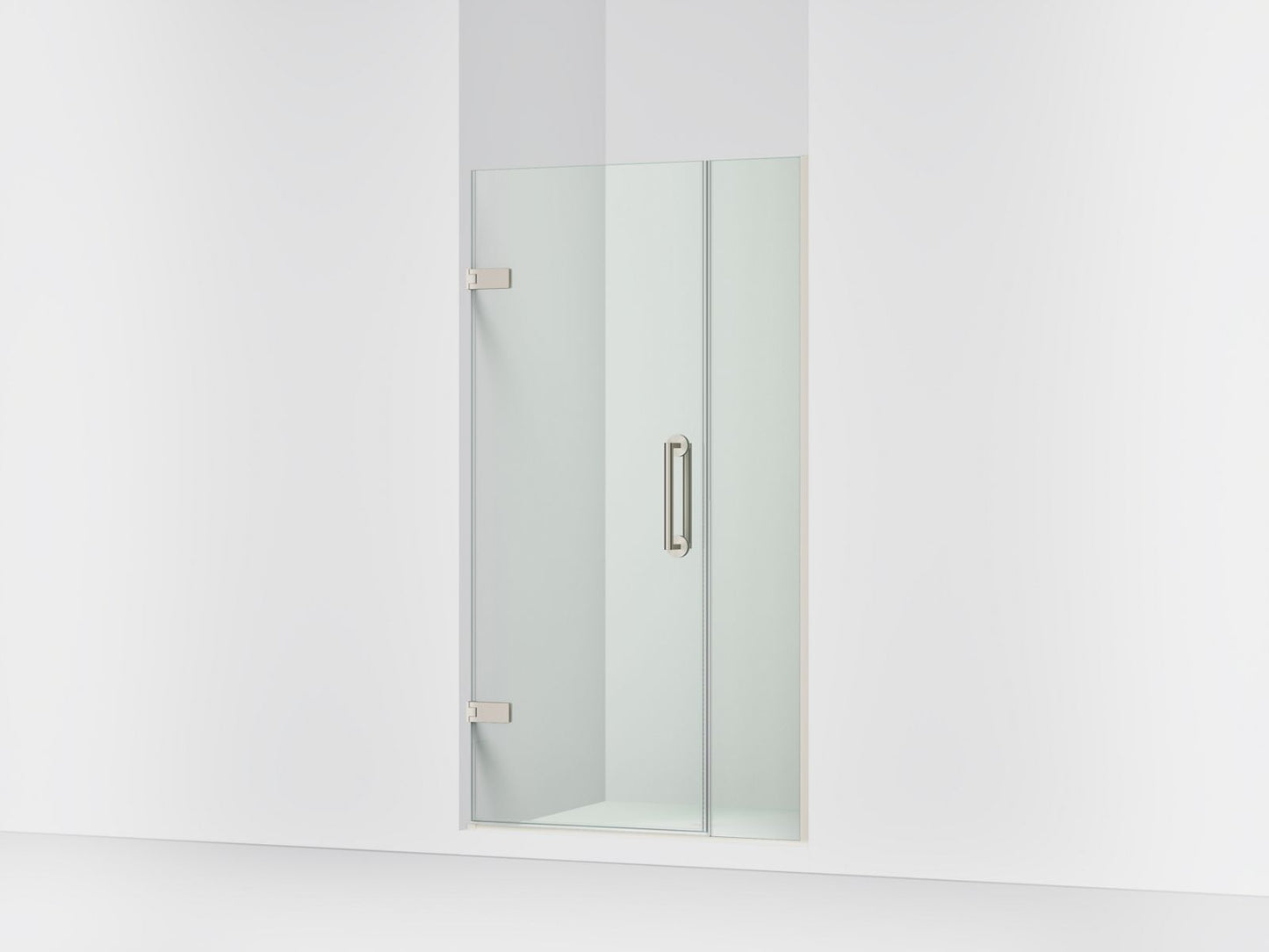 KOHLER K-27589-10L Components 33-5/8"??ç??34-3/8" W x 71-1/2" H frameless pivot shower door with 3/8" Crystal Clear glass and back-to-back vertical door pulls