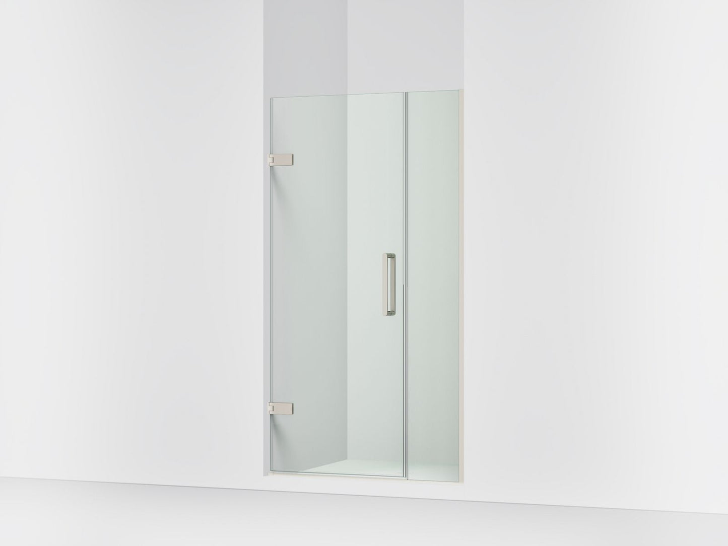 KOHLER K-27600-10L Composed 39-5/8"??ç??40-3/8"W x 71-1/2"H frameless pivot shower door with 3/8" Crystal Clear glass and back-to-back vertical door pulls