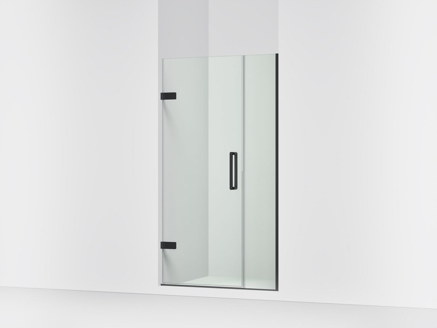 KOHLER K-27600-10L Composed 39-5/8"??ç??40-3/8"W x 71-1/2"H frameless pivot shower door with 3/8" Crystal Clear glass and back-to-back vertical door pulls