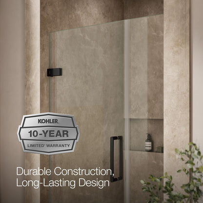 KOHLER K-27600-10L Composed 39-5/8"??ç??40-3/8"W x 71-1/2"H frameless pivot shower door with 3/8" Crystal Clear glass and back-to-back vertical door pulls