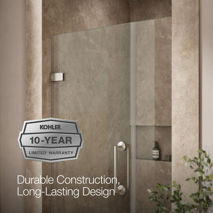 KOHLER K-27601-10L Components 39-5/8"??ç??40-3/8"W x 71-1/2"H frameless pivot shower door with 3/8" Crystal Clear glass and back-to-back vertical door pulls