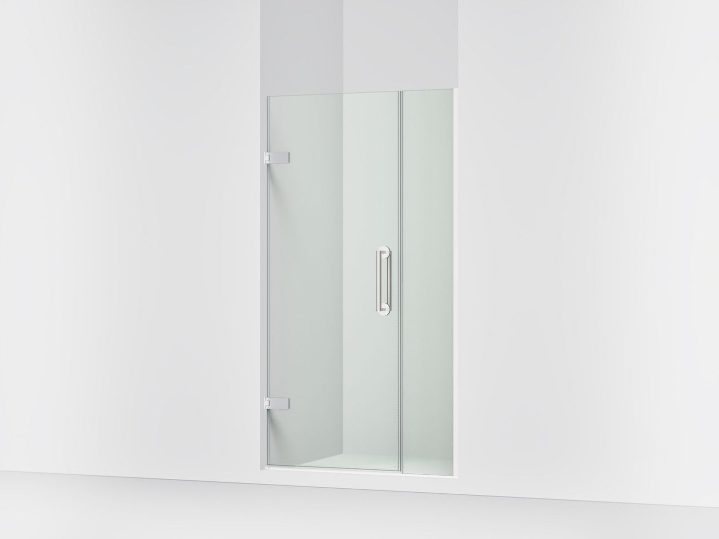 KOHLER K-27601-10L Components 39-5/8"??ç??40-3/8"W x 71-1/2"H frameless pivot shower door with 3/8" Crystal Clear glass and back-to-back vertical door pulls