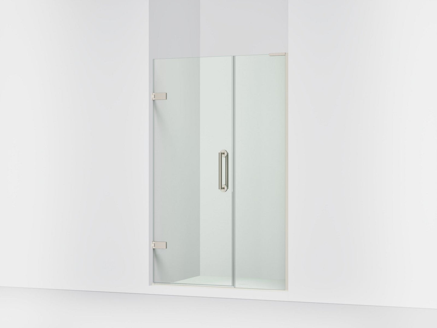 KOHLER K-27605-10L Components 45-1/4"??ç??46" W x 71-1/2" H frameless pivot shower door with 3/8" Crystal Clear glass and back-to-back vertical door pulls