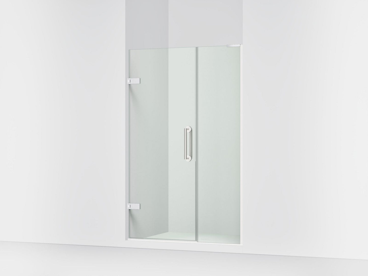 KOHLER K-27605-10L Components 45-1/4"??ç??46" W x 71-1/2" H frameless pivot shower door with 3/8" Crystal Clear glass and back-to-back vertical door pulls