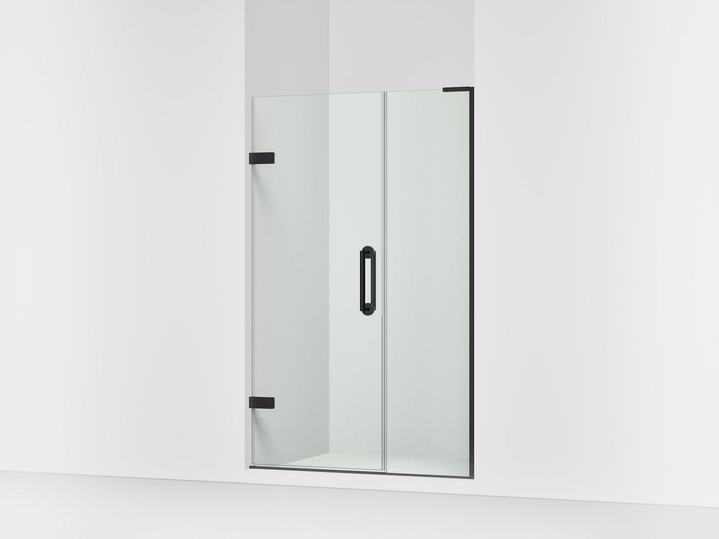 KOHLER K-27605-10L Components 45-1/4"??ç??46" W x 71-1/2" H frameless pivot shower door with 3/8" Crystal Clear glass and back-to-back vertical door pulls