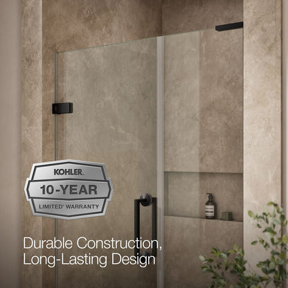 KOHLER K-27607-10L Components 71-1/2" x 46-3/4" frameless pivot shower door with 3/8" Crystal Clear glass and back-to-back vertical door pulls