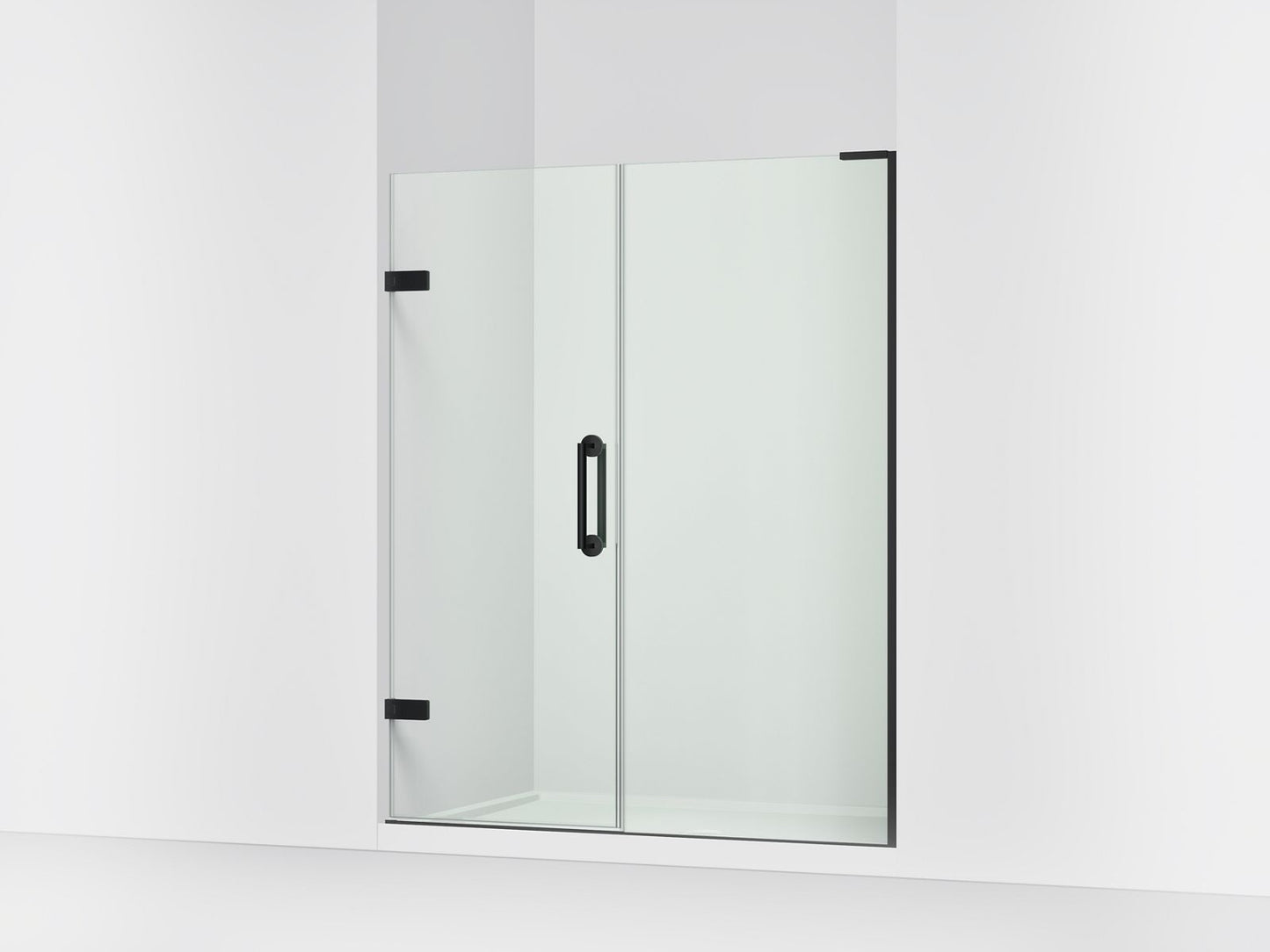 KOHLER K-27617-10L Components 57-1/4"??ç??58" W x 71-1/2" H frameless pivot shower door with 3/8" Crystal Clear glass and back-to-back vertical door pulls