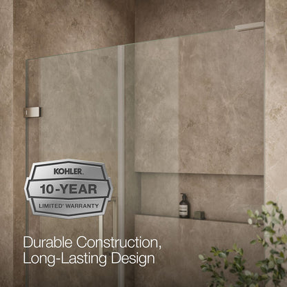 KOHLER K-27618-10L Composed 58"??ç??58-3/4" W x 71-1/2" H frameless pivot shower door with 3/8" Crystal Clear glass and back-to-back vertical door pulls