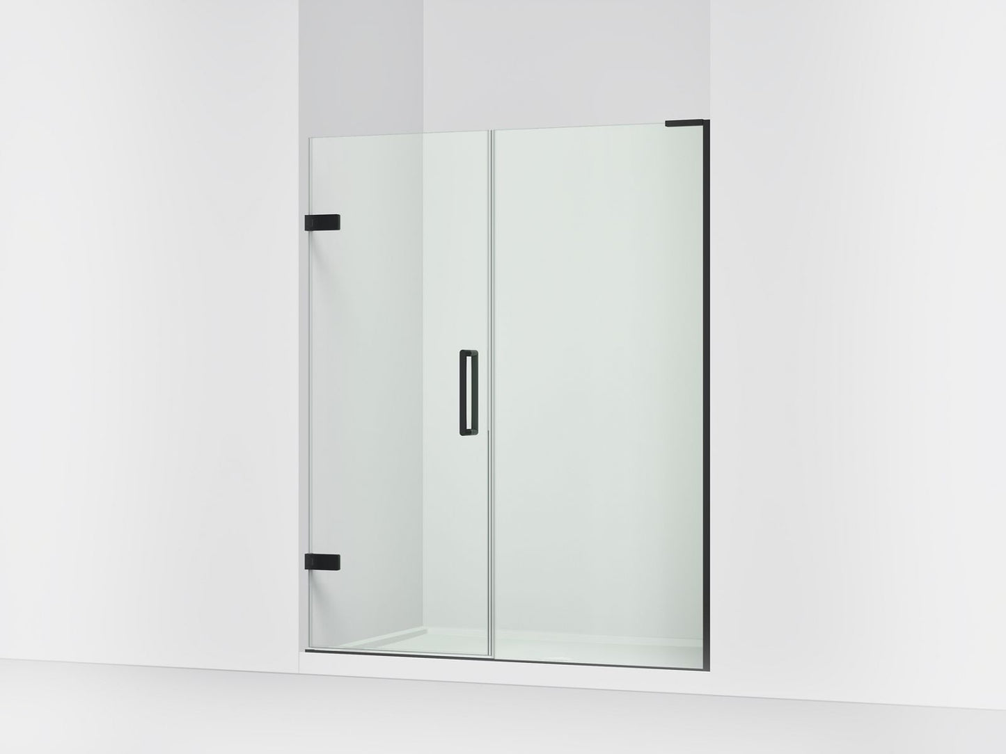 KOHLER K-27618-10L Composed 58"??ç??58-3/4" W x 71-1/2" H frameless pivot shower door with 3/8" Crystal Clear glass and back-to-back vertical door pulls