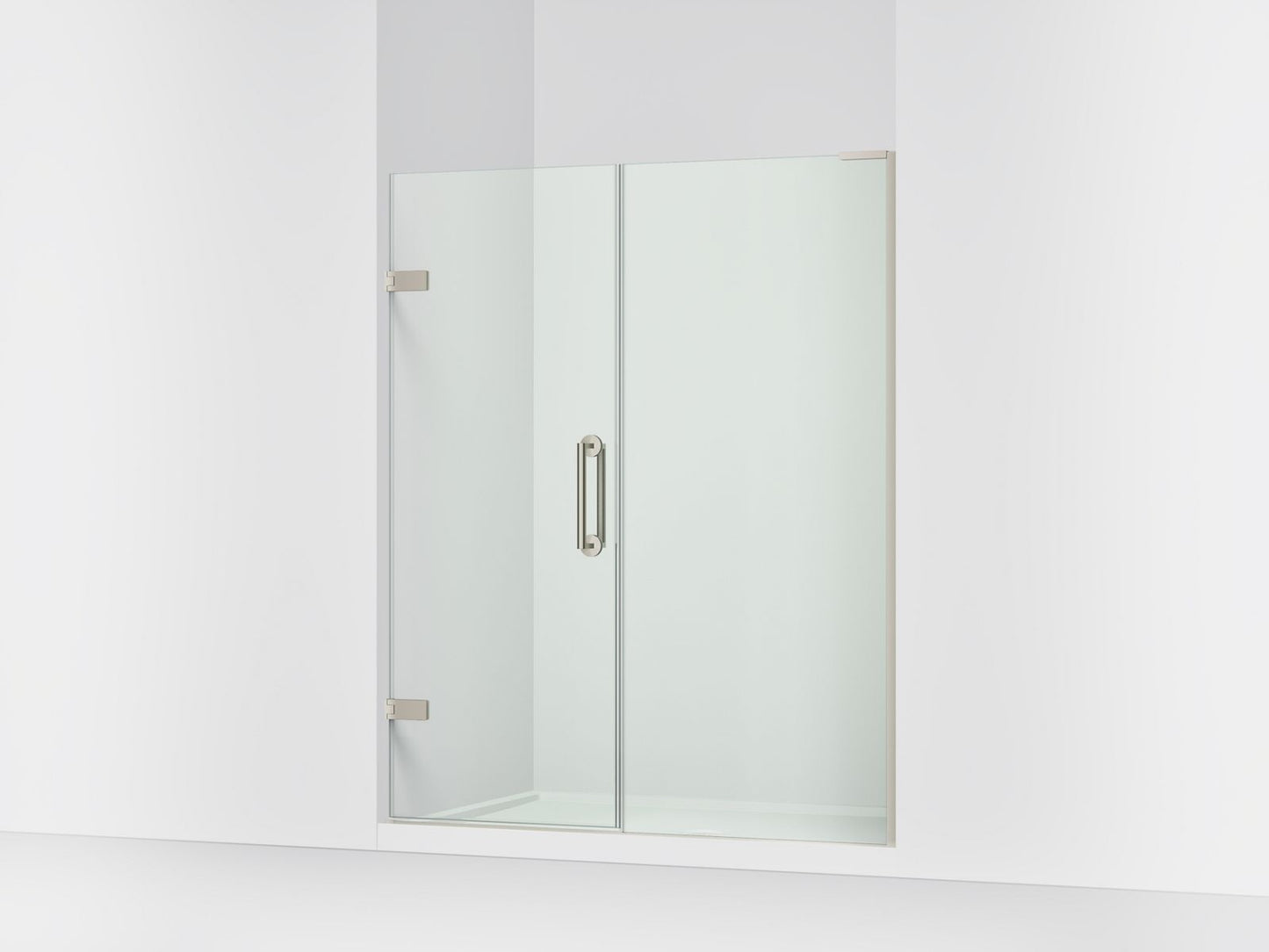 KOHLER K-27619-10L Components 58"??ç??58-3/4" W x 71-1/2" H frameless pivot shower door with 3/8" Crystal Clear glass and back-to-back vertical door pulls