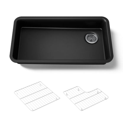 KOHLER K-27785 Cairn 33" undermount single-bowl kitchen sink, matte black - view 5