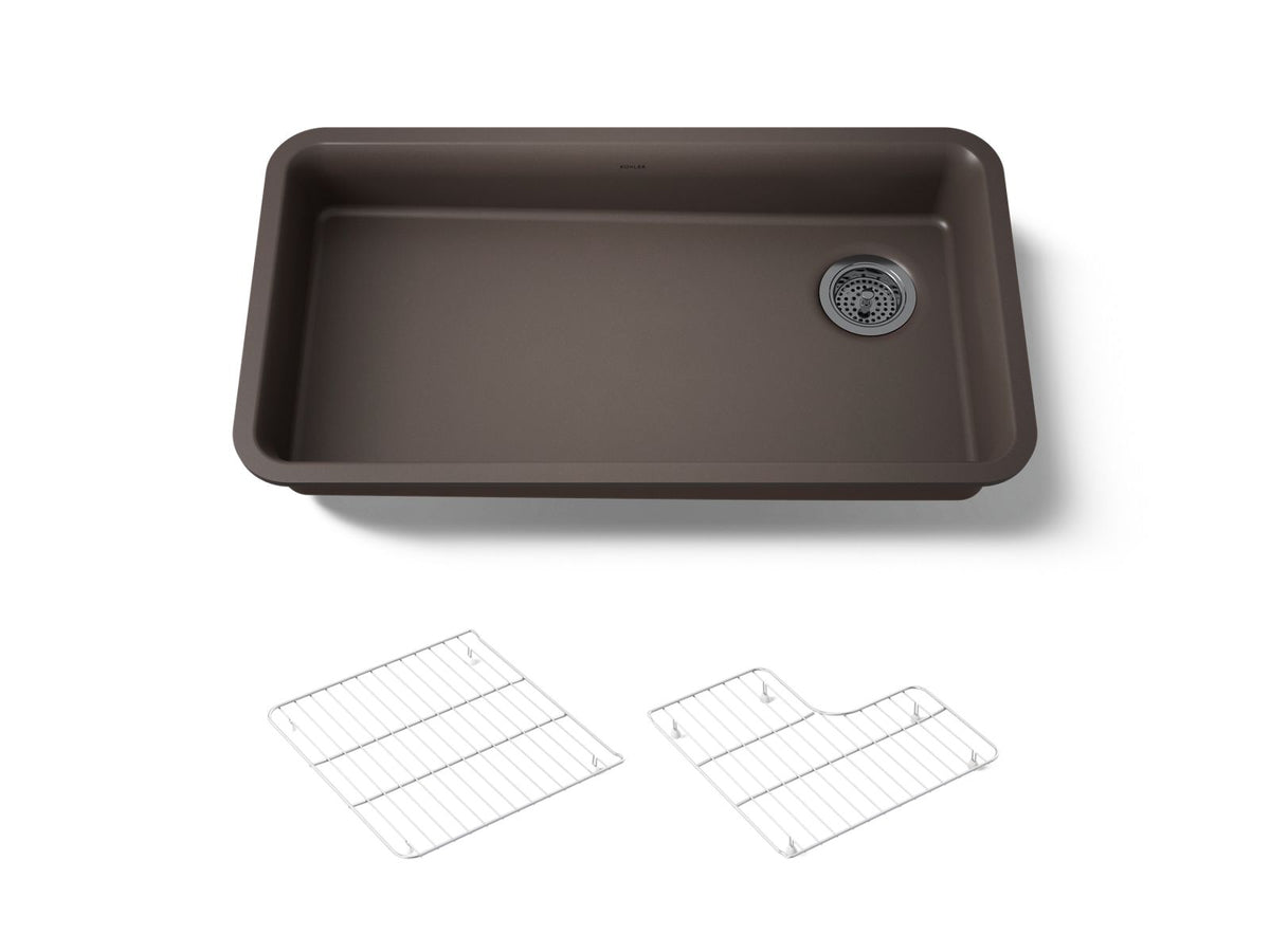 KOHLER K-27785 Cairn 33" undermount single-bowl kitchen sink, matte brown