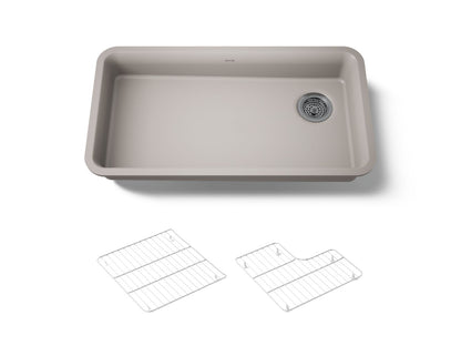 KOHLER K-27785 Cairn 33" undermount single-bowl kitchen sink, matte taupe