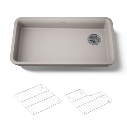 KOHLER K-27785 Cairn 33" undermount single-bowl kitchen sink, matte taupe - view 5